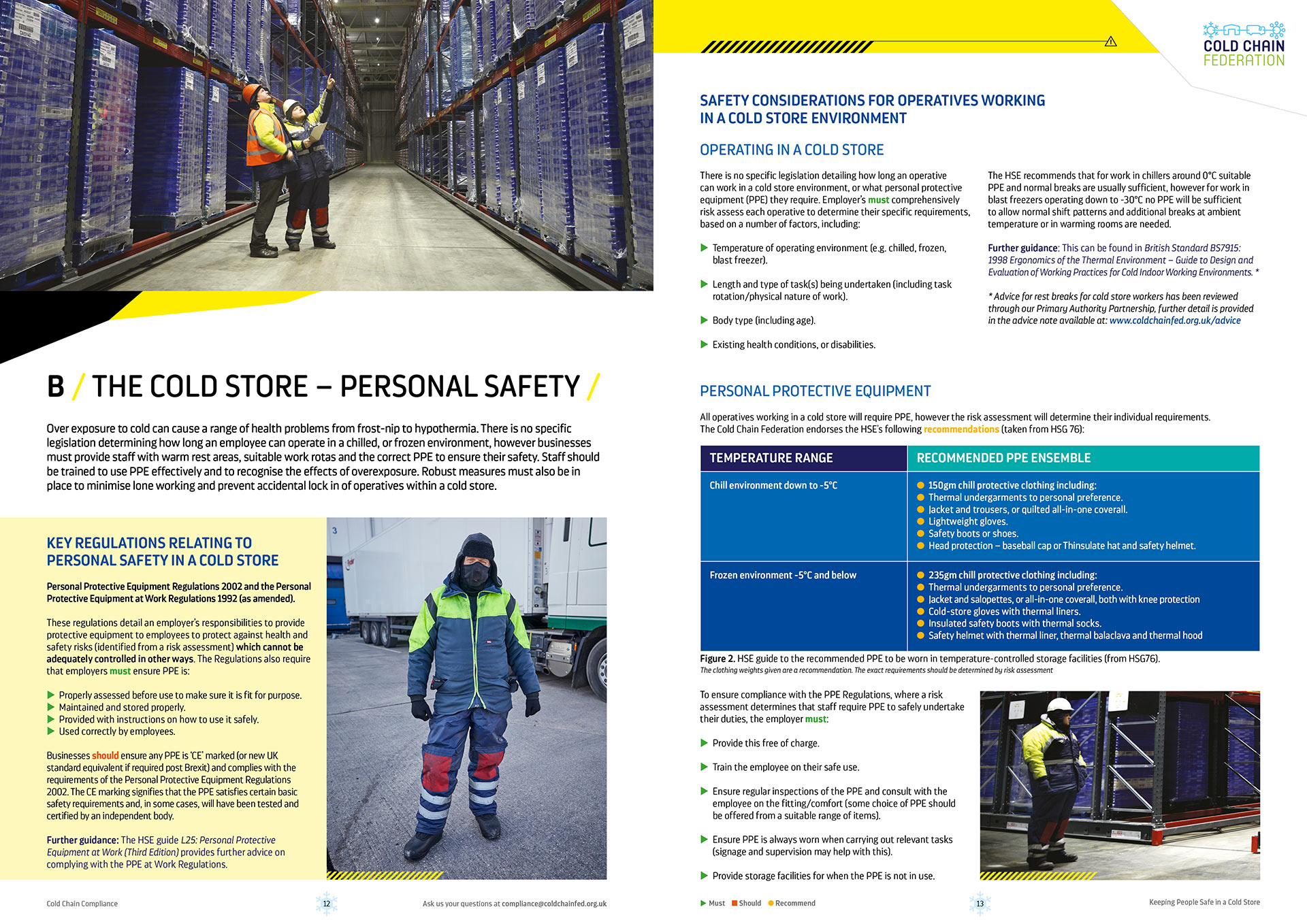 Health and safety guidance to keep people safe in a cold store environment